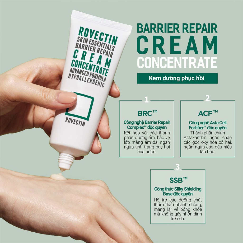 Kem dưỡng phục hồi cấp ẩm sâu ROVECTIN Skin Essentials Barrier Repair Cream Concentrate 60ml