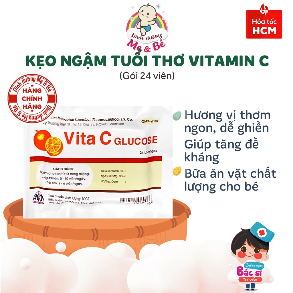 Kẹo Cam Tuổi Thơ Vita C (Gói 24v) - Bổ sung Vitamin C, Tăng Đề Kháng, Ăn Vặt Tốt Cho Sức Khỏe