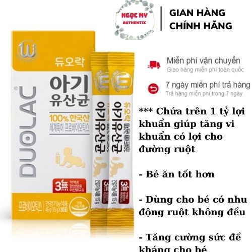 Men vi sinh Duolac vàng tăng sức đề kháng, hấp thụ tốt, xử lý biếng ăn cho trẻ từ sơ sinh