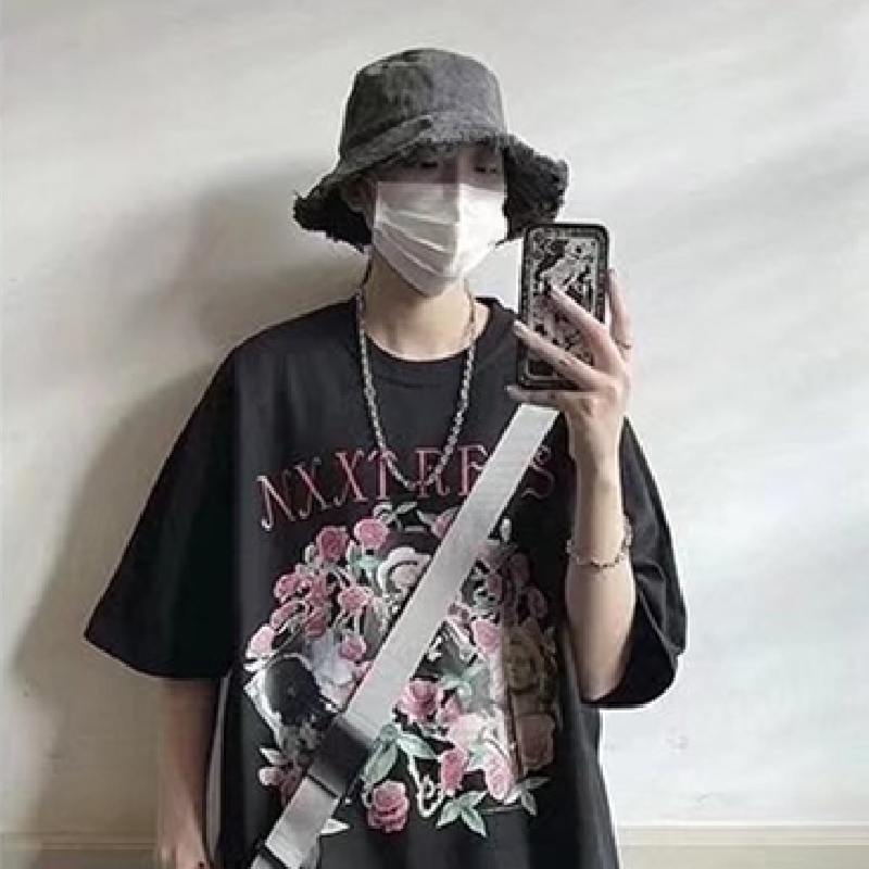 Áo Thun Nam Tay Ngắn Dáng Rộng In Họa Tiết Hoạt Hình Phong Cách Hip Hop Thời Trang Mùa Hè size M-5XL