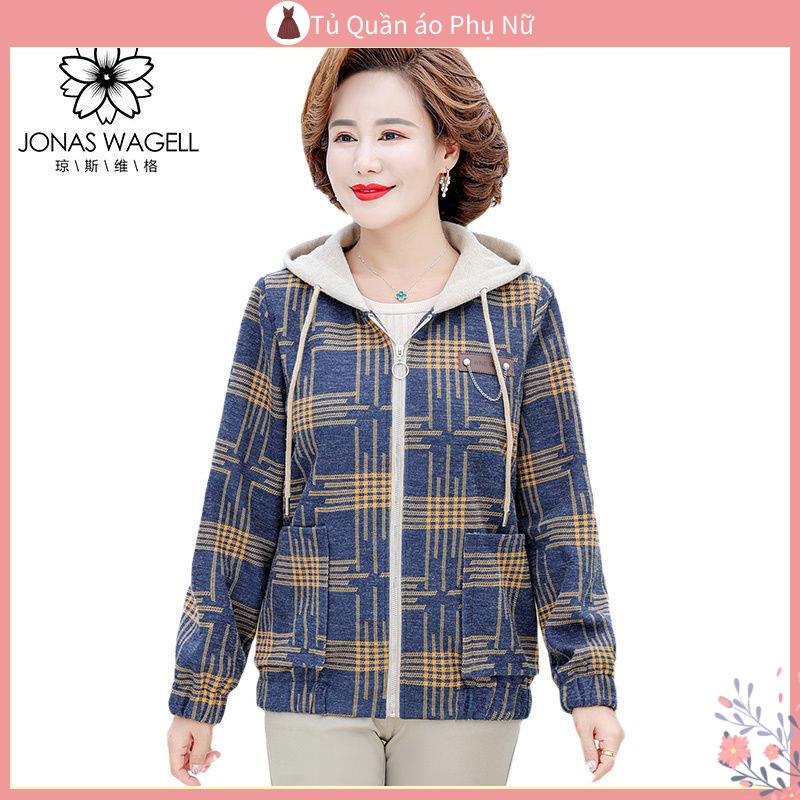 O Áo Khoác sweater Có Mũ Trùm Đầu o Kho c D Kim Tay D i Jones Mặc Vào Mùa Xuân Thu Giản Dị Dành Cho Phụ Nữ Trung Niên
