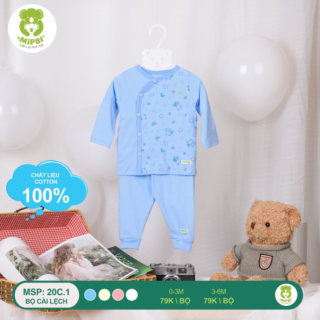 Bộ sơ sinh chất cotton họa tiết Mipbi chính hãng