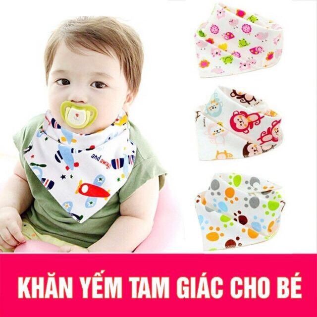 Bán sỉ Sét 10 Yếm Tam giác cotton 2 lớp cúc bấm cho bé