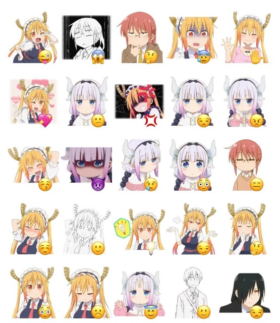 Sticker anime maid dragon 30 ảnh ép lụa lhacs nhau có đề can bóc dán