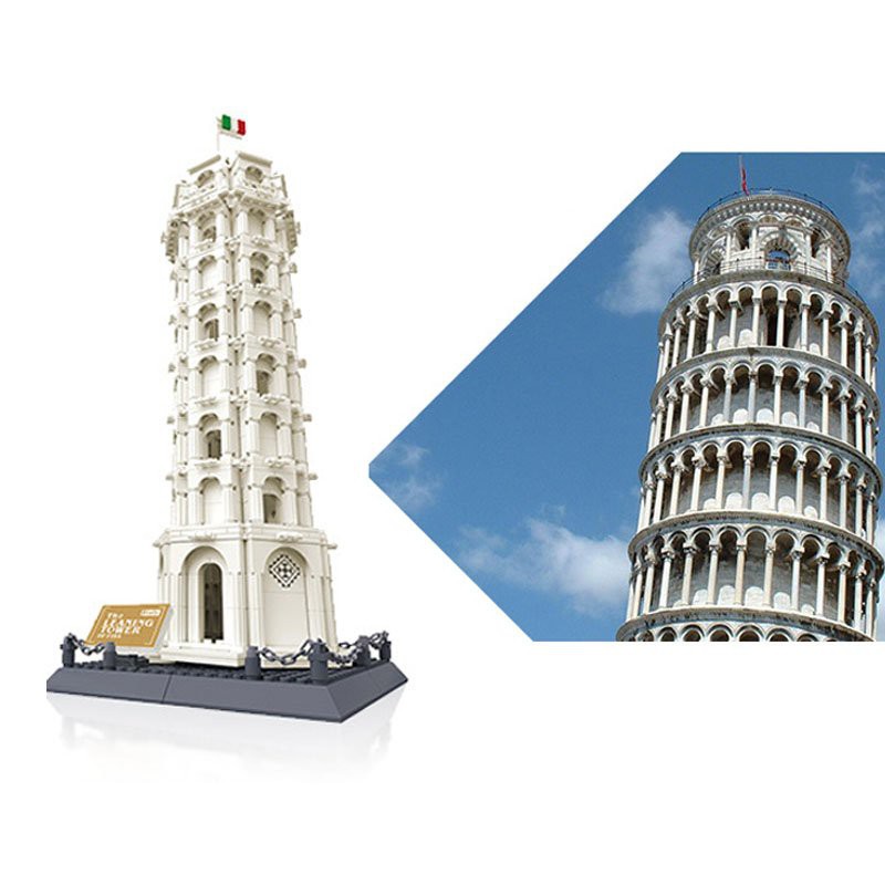 （CÓ SẴN）Đồ chơi lắp ráp mô hinh The Leaning Tower of Pisa-Italy WANGE 5214 Tháp nghiêng Pisa Ý