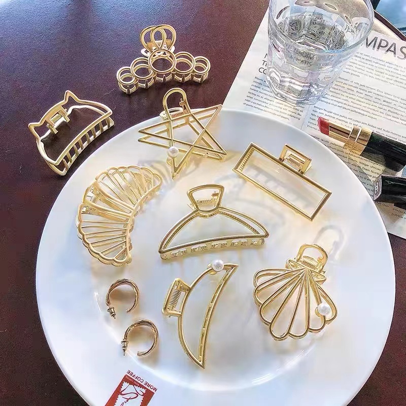 Kẹp Tóc Kim Loại Cỡ Lớn Phong Cách Hàn Quốc Cho Nữ