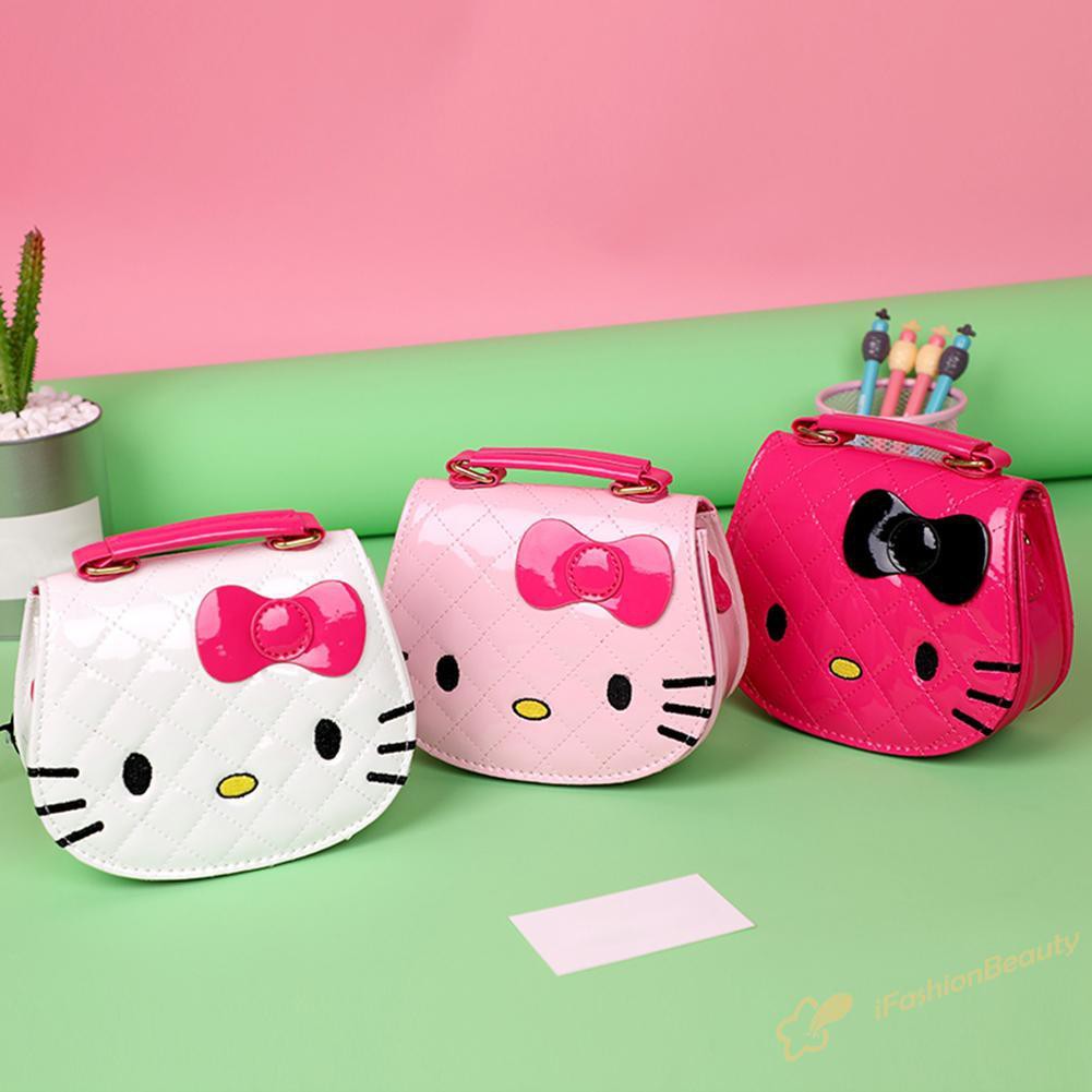 Túi Xách Da Pu In Hình Hello Kitty Dễ Thương Cho Bé Gái