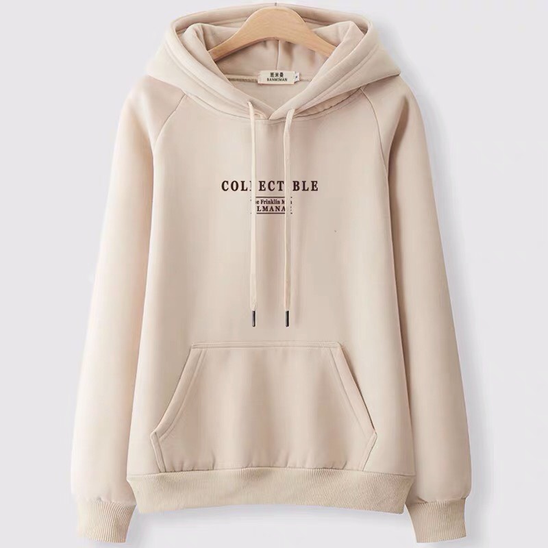 [ KHOÁC HÈ ] ÁO HOODIE NỈ UNISEX PHOM NAM NỮ MÀU KEM IN KÝ TỰ NHIỀU MẪU