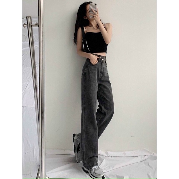 Quần Baggy Nữ Lưng Cao Ống Rộng 40kg-55kg, Quần Baggy Jean Nữ Size SML Hàng VNXK Ms3072
