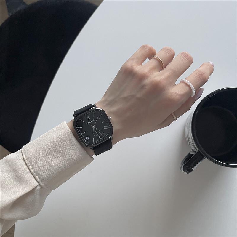 Đồng hồ nam nữ mặt vuông đẹp dây da full box thời trang Hàn Quốc - SULAUNI | BigBuy360 - bigbuy360.vn