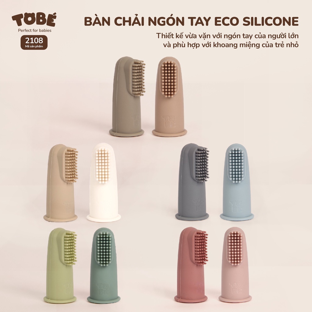 Bàn chải ngón tay Eco Silicone tobe 2 chiếc siêu mềm mại và an toàn cho bé trai bé gái cao cấp tiện lợi 2108