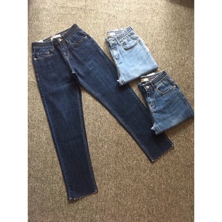 Quần jeans nữ baggy cắt lai ba màu ld