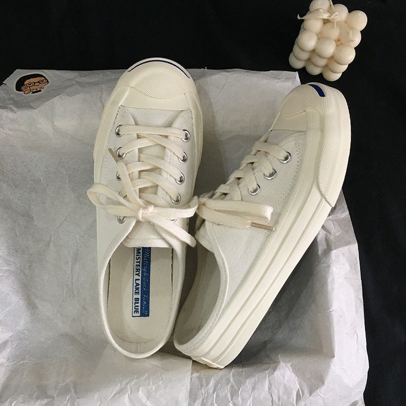 Giày lười vải canvas một nửa gót phong cách mùa hè năng động cho nữ