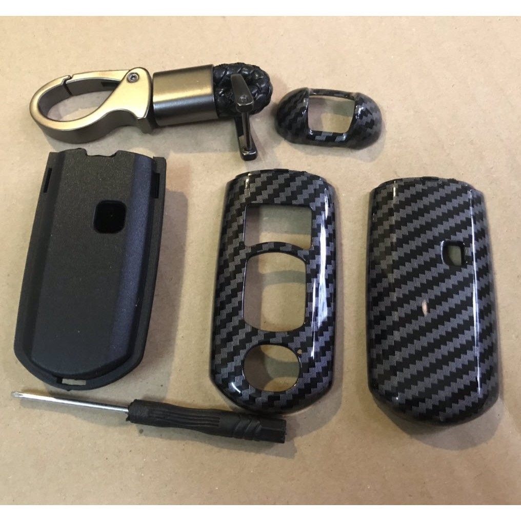 Ốp Chìa Khóa Carbon Xe Mazda 3, Cx-5, Mazda 6, CX-8, Mazda 2, Kèm móc khóa MCB