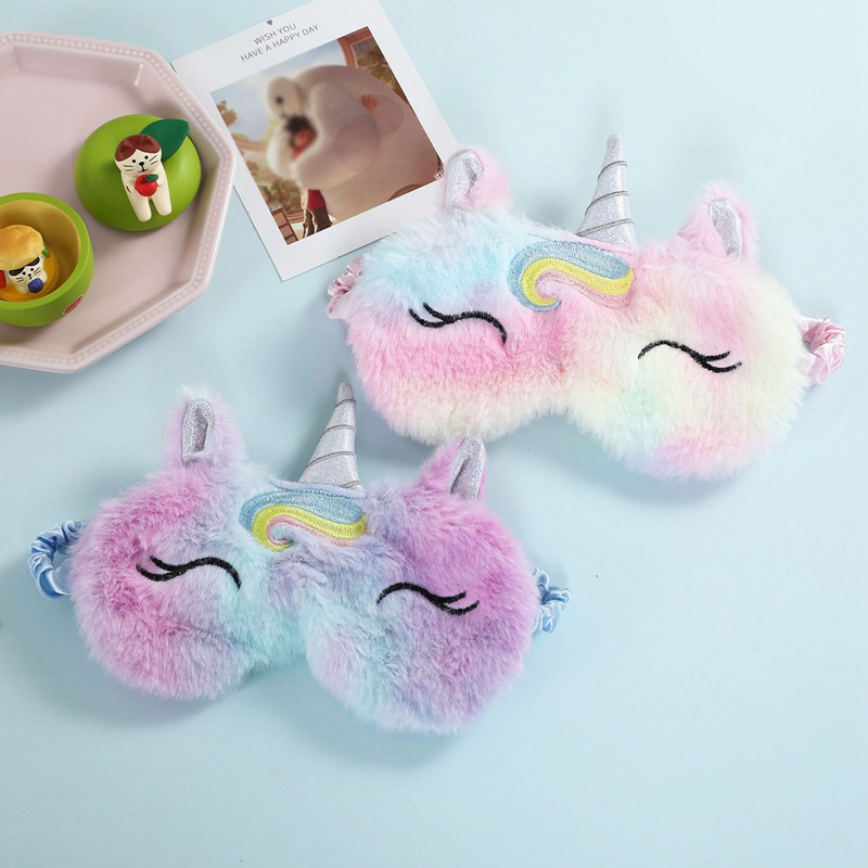 Bịt mắt ngủ hình kỳ lân màu cầu vồng dễ thương thời trang cho bé gái