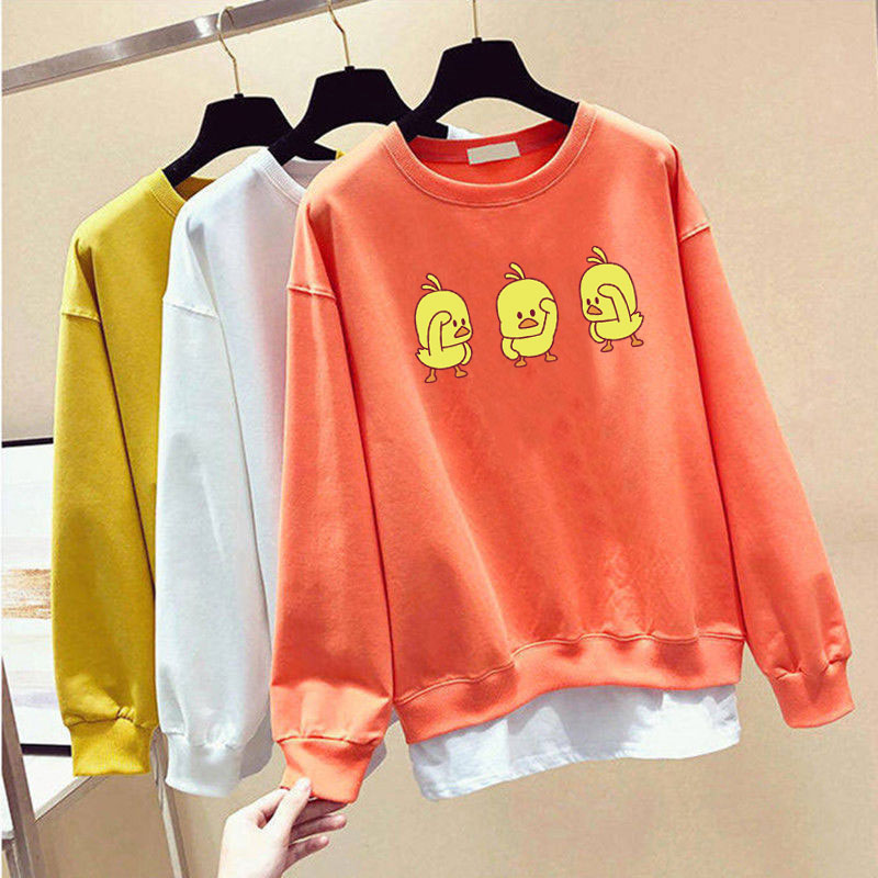Áo Sweater Cotton 4 Màu In Hình Vịt Vàng Dễ Thương Thoải Mái Thời Trang Hàn Quốc Cho Nữ