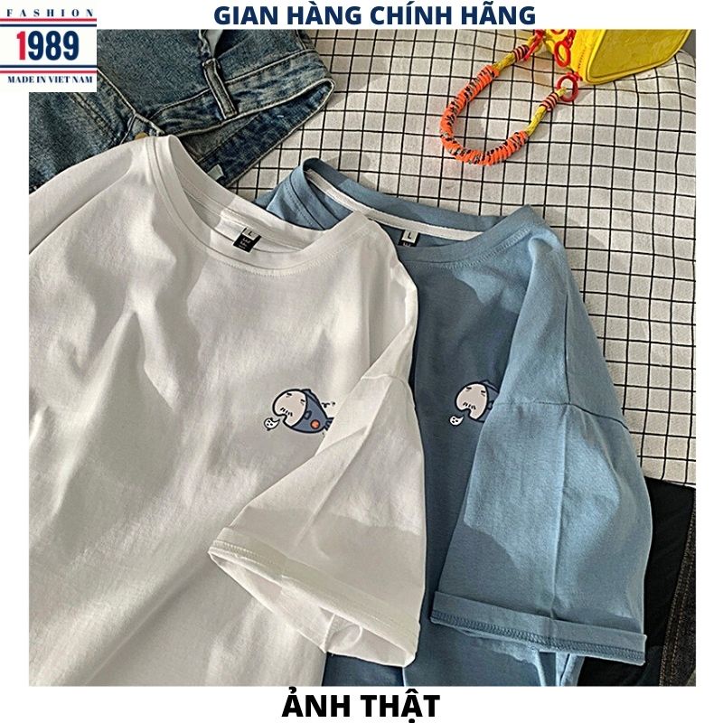 Áo thun nam nữ unisex tay lỡ in hình CÁ form rộng dấu quần kute chất cottong cực xinh trẻ chung năng động -PHƯƠNG 1989