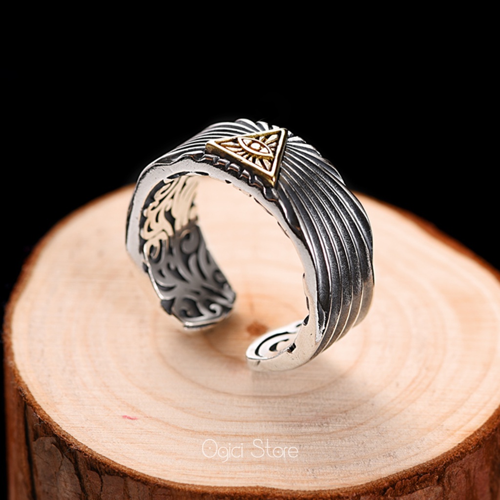 Nhẫn nam nữ thời trang, Nhẫn nam Eye of Horus vòng mở  xu hướng cổ điển thời thượng, Cá tính, Unisex