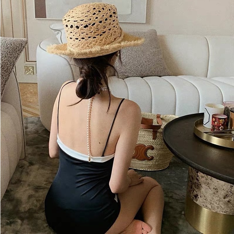 Bộ Đồ Bơi Một Mảnh Màu Trắng Đen Phong Cách Hàn Quốc Dành Cho Nữ