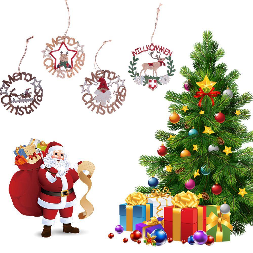 LONTIME Set 1 / 3 Phụ Kiện Treo Trang Trí Cây Thông Noel Bằng Gỗ