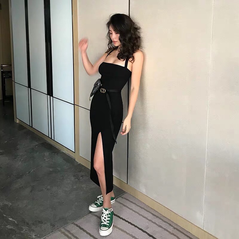 [Mã SKAMSALEP6 giảm 10% tối đa 100K đơn 150K] Váy Body halter xẻ tà 1 bên, váy ôm body, váy ôm, đầm mùa hè | BigBuy360 - bigbuy360.vn