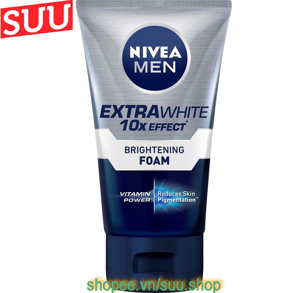 Sữa Rửa Mặt Nam 100g Nivea Sáng Da Extrrawhite, suu.shop cam kết 100% chính hãng