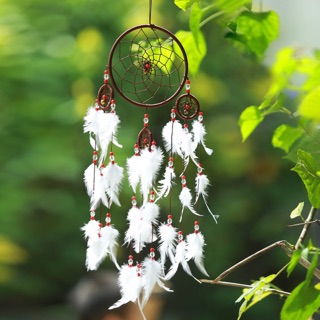 Dreamcatcher Nâu Trắng ( Vòng to = 13cm , Chiều dài 50cm )