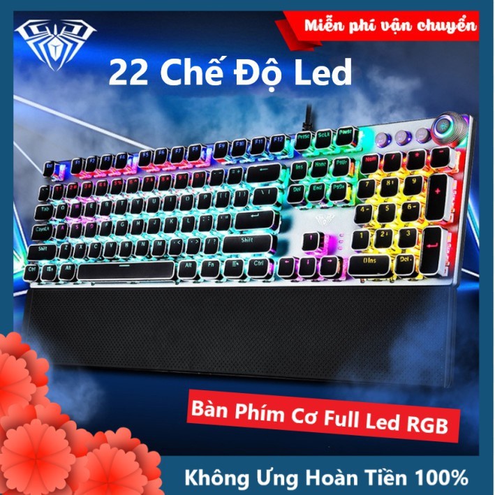 Bàn Phím Cơ Chơi Game FZ508 Pro Viền crom Full Size 104 Phím Led RGB Cực Đẹp/Kèm Kê Tay,Phím có led siêu đẹp, siêu êm