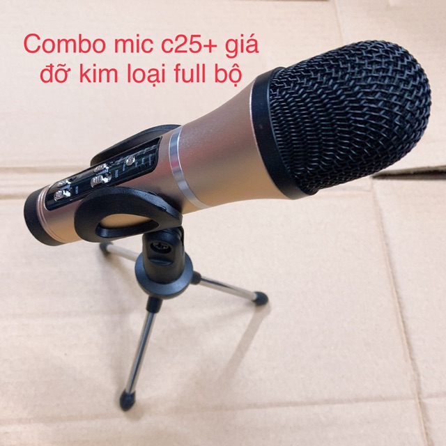 [Mã ELHACE giảm 4% đơn 300K] Combo mic thu âm C25 kèm bệ đỡ full phụ kiện