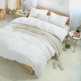 bộ chăn ga gối poly TRẮNG TRƠN  khách sạn 5 sao