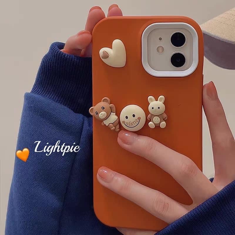 ốp lưng IPHONE GẮN CHARM MÀU CAM ỐP HAI CHI TIẾT