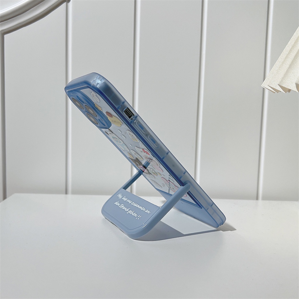 Ốp Điện Thoại Dẻo Họa Tiết Hoạt Hình Dễ Thương Kèm Giá Đỡ Chống Sốc Cho iPhone 13 12 11 Pro XS Max X XR 7 8 plus