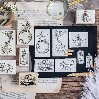 Mocard Con Dấu Bằng Gỗ Hình Hoàng Tử Bé / Cáo / Chim Bay Độc Đáo Diy