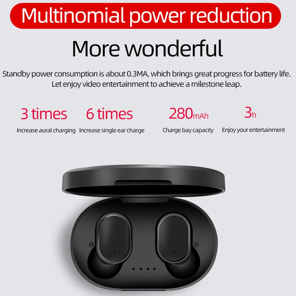 Tai Nghe Xiao Mi Nội Địa, Tai Nghe Không Dây Redmi AirDots A6S Cảm Biến Tự Động Kết Nối, Tặng Kèm 3 Bộ Núm Tai Nghe