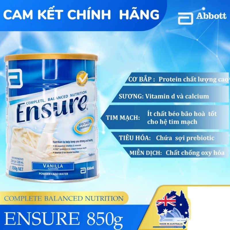 Sữa Ensure Úc 850gr Úc chính hãng [date mới]