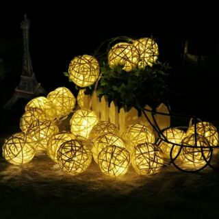 Đèn led cầu mây. Đèn trang trí noel. Đèn cầu