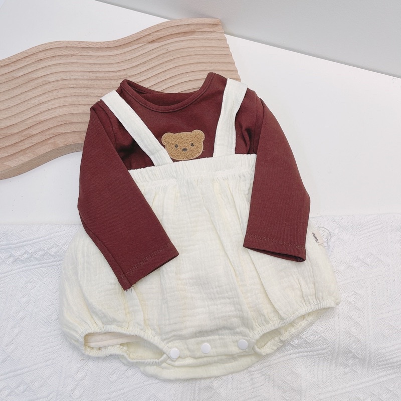 Quần yếm đeo dây xô muslin, quần boom phong cách hàn quốc xinh xắn cho bé QA33 Mimo Baby