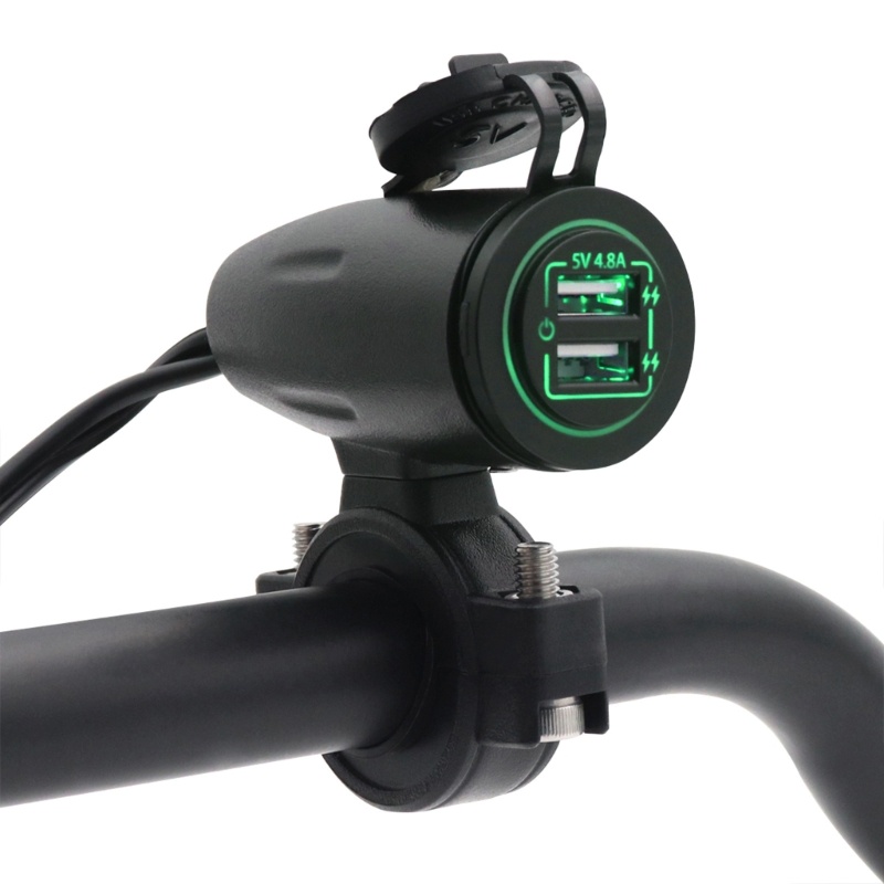 Ổ Cắm Điện USB Kép 12V-24V Chống Nước Gắn Tay Lái Xe Đạp