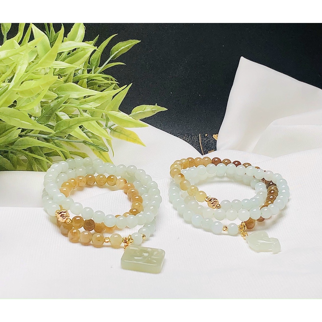Chuỗi vòng tay ngọc mix charm ngọc hòa điền