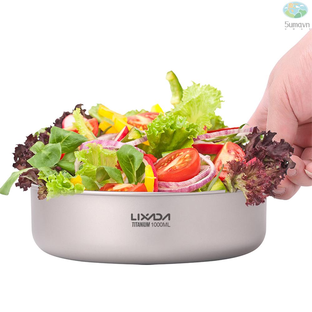 Lixada Titanium Bowls 360ml/480ml/620ml/710ml/1000ml Fruit Vegetable Dinner Bowl Plate Food Container for Home Outdoor Camping Hiking Picnic