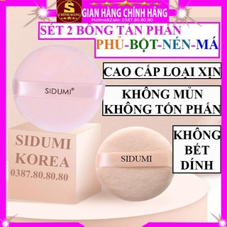 Set 2 Miếng bông phấn trang điểm khô tròn Sidumi hàn quốc tán đánh phấn phủ bột nén má thần kỳ size nhỏ mini to dày tốt
