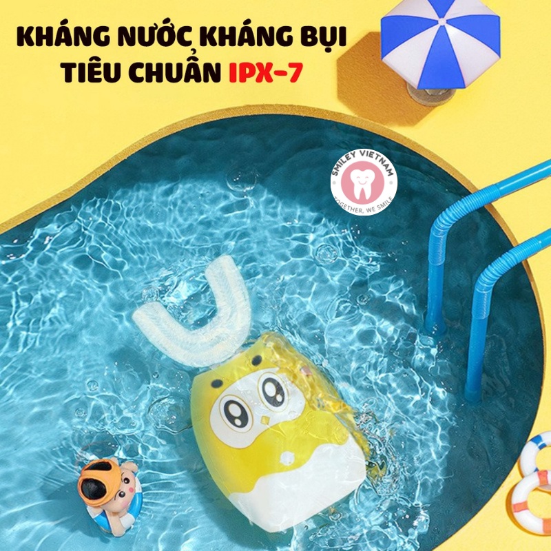 Bàn chải điện cho bé UNIBIRD đầu chữ U, Bàn chải điện trẻ em cho bé từ 2-9 tuổi - Giúp bé vệ sinh răng miệng hiệu quả