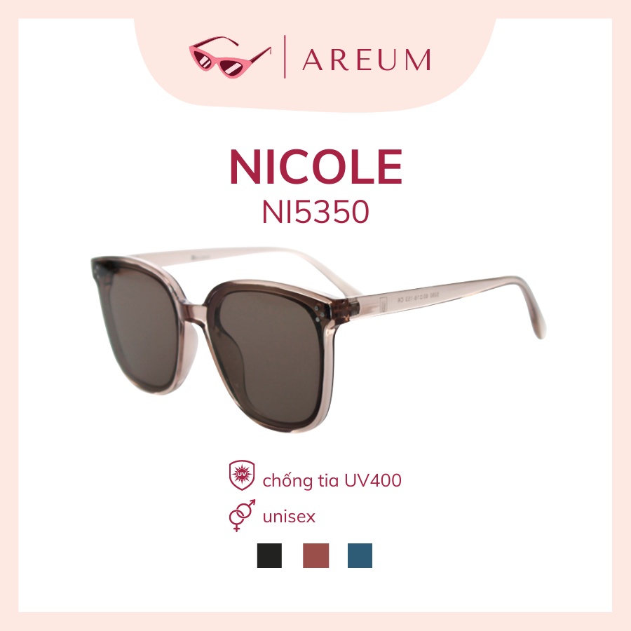 Kính râm chống tia UV hãng NICOLE Hàn Quốc NI5350 gọng vuông màu nâu/đen