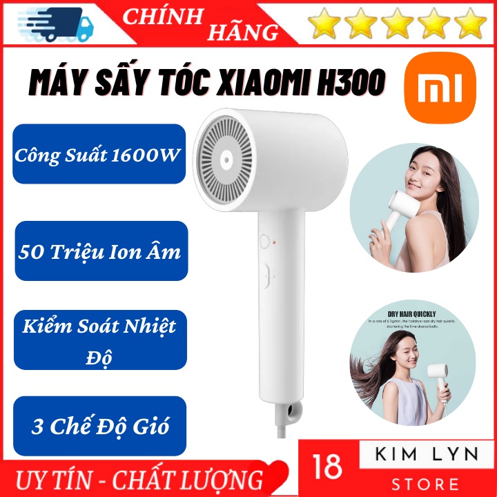 Máy sấy tóc xiaomi H300  Máy sấy tóc mini 3 chế độ sấy tiện lợi, với có ion âm không gây hư tổn tóc - Bảo hành 12 tháng
