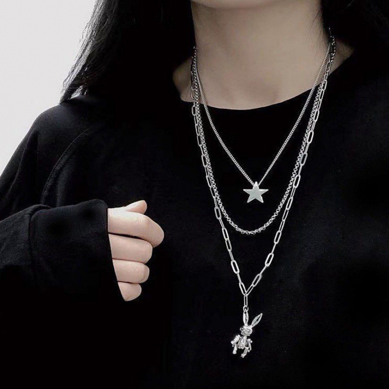 Vòng cổ nhiều lớp ngôi sao chú thỏ phong cách HipHop cho nam và nữ