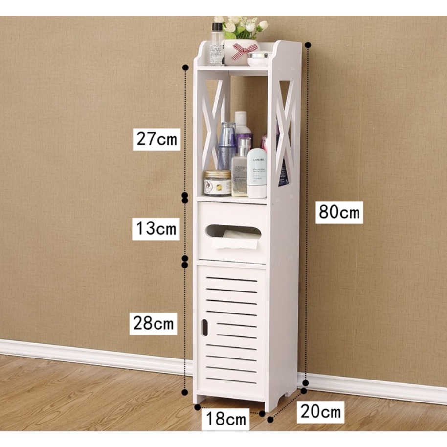 Kệ gỗ nhựa đựng đồ nhà vệ sinh 80x20x18cm màu trắng