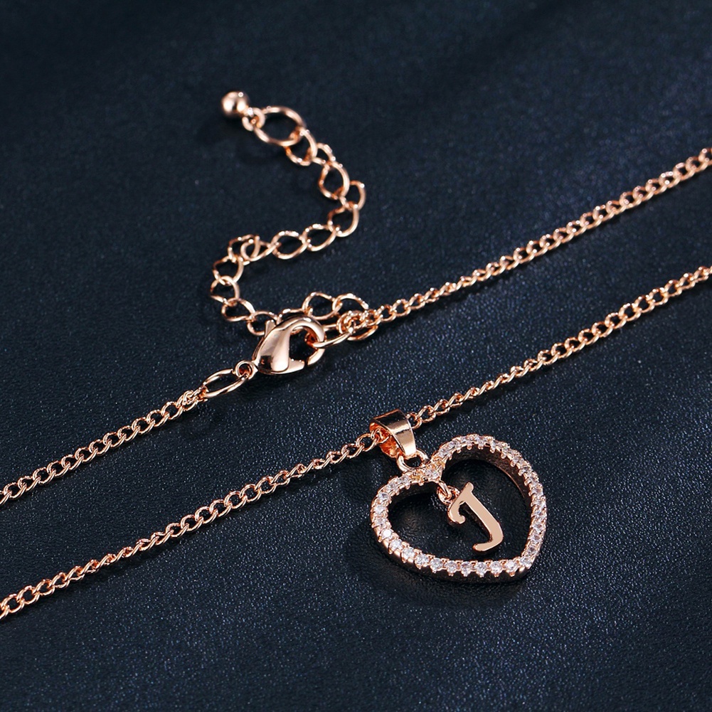 Vòng cổ Mặt Hình Trái Tim Bảng Chữ Cái Rỗng unisex