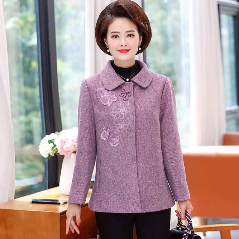 Áo khoác dạ len nữ trung niên cao cấp kiểu dáng sang trọng NP2478