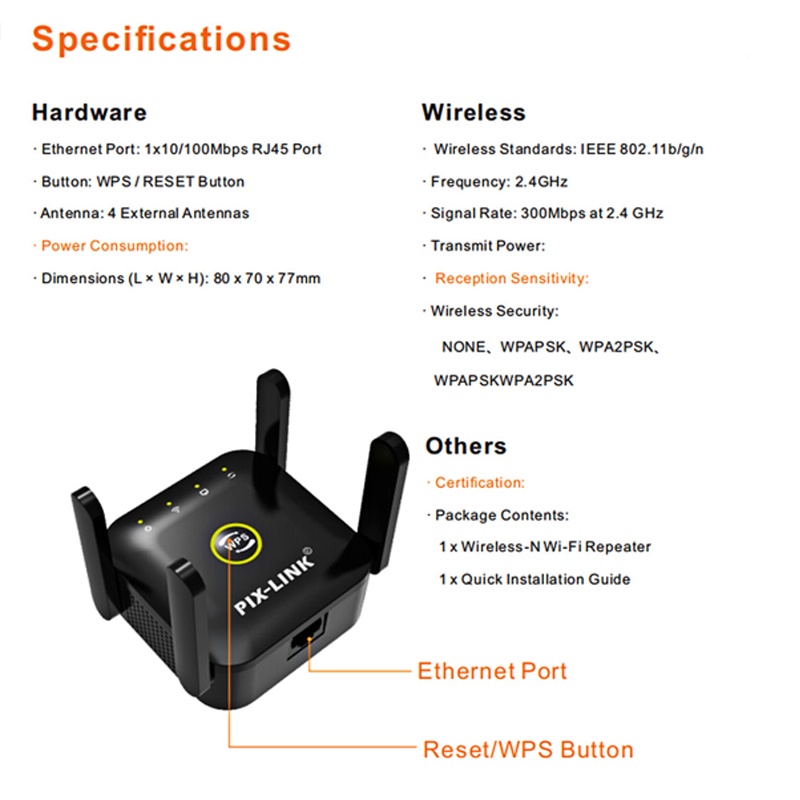 Bộ Khuếch Đại Tín Hiệu Wifi 300Mbps 802.11N 2.4G Chuyên Dụng