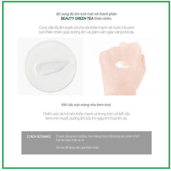 Kem duong da mặt Innisfree Green Tea Balancing Cream EX 50ml kem dưỡng ẩm cho da khô, da mụn, phục hồi tái tạo làn da. | BigBuy360 - bigbuy360.vn